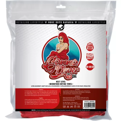 NukeGuys Gamma Dryer XXL – prosop de uscare auto 40x40 cm, roșu