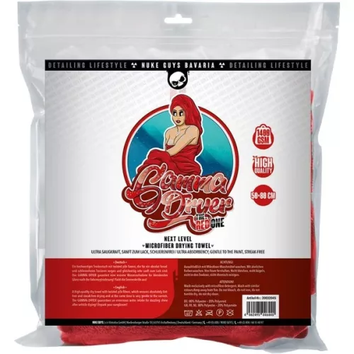 NukeGuys Gamma Dryer XXL – prosop de uscare auto 50x80 cm, roșu