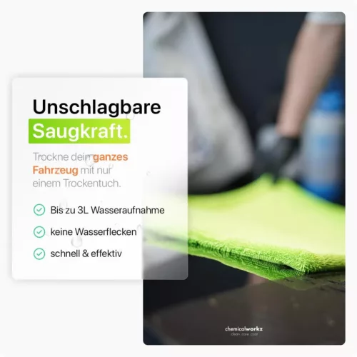 ChemicalWorkz Green Shark – prosop de uscare din microfibră 40x40 cm