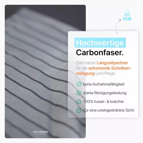 ChemicalWorkz Carbon Fiber Glass Towel – lavetă pentru geamuri, 5 buc