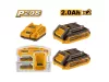INGCO P20S – set de acumulatori și încărcător 20 V, 2x2,0 Ah