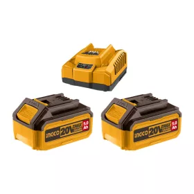   INGCO P20S – set de acumulatori și încărcător 20 V, 2x5,0 Ah