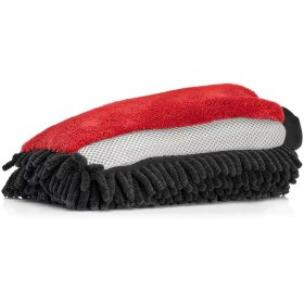 Mănușă auto roșie Nuke Guys 3in1 cu microfibră pentru curățare și lustruire profesională