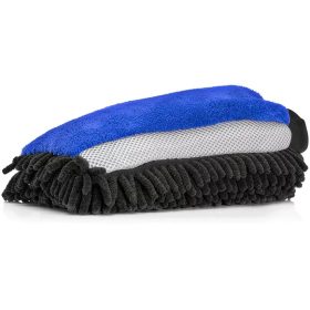 Mănușă auto Nuke Guys 3in1 din microfibră albastră – curățare, lustruire și ștergere fără urme