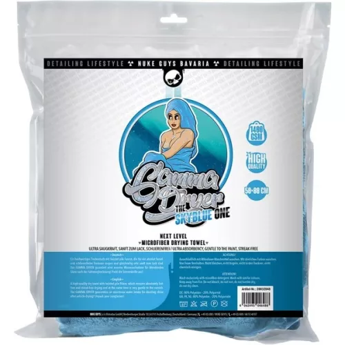 NukeGuys Gamma Dryer XXL – prosop de uscare auto 50x80 cm, albastru deschis