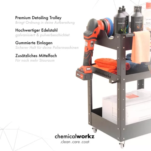 ChemicalWorkz – cărucior de detailing cu 3 polițe, 80x50x40 cm