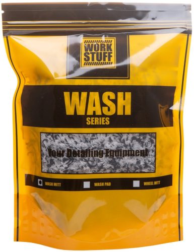 Mănușă Work Stuff Wash Mitt în ambalaj original cu etichetă galbenă